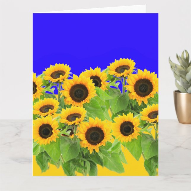 Carte Fleurs de soleil - drapeau ukrainien Paix Liberté  (Petite plante)