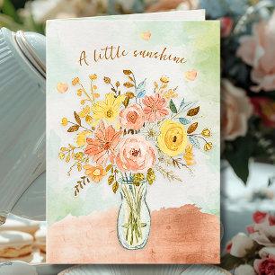 Carte Fleurs de soleil encourageantes avec aquarelle dou