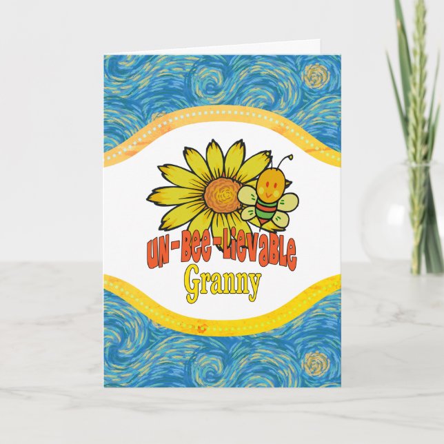 Carte Fleurs de soleil et abeilles Granny incroyables (Devant)