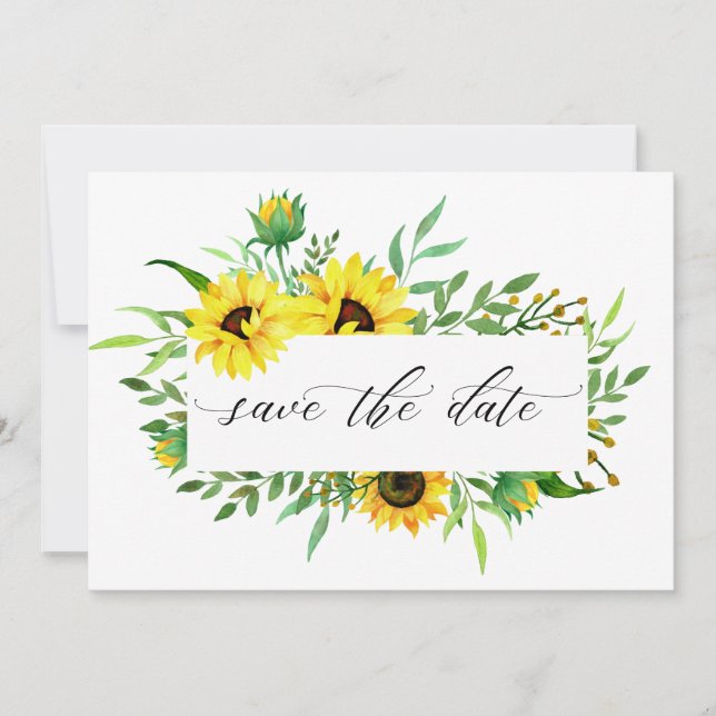 Carte Fleurs de soleil jaunes Mariage rustique Enregistr (Devant)