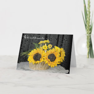 Carte Fleurs de soleil sympa avec gouttes de pluie