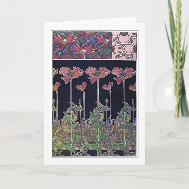 Carte Fleurs de style Art Nouveau, Mucha (Devant)
