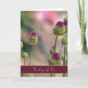 Carte Fleurs de trèfle vert pourpre Pensant à vous