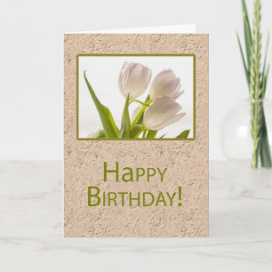 Carte Fleurs de tulipes d'anniversaire blanches dansante