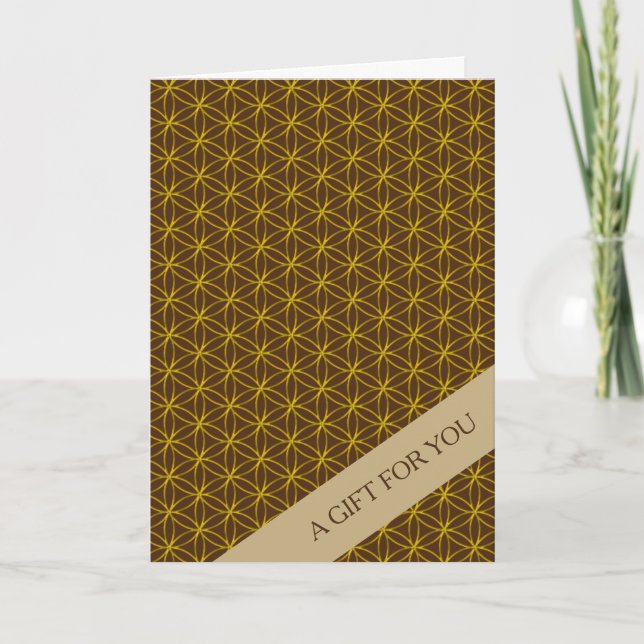Carte FLEURS DE VIE - motif de style or (Devant)