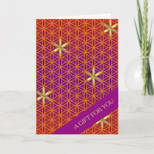 Carte FLEURS DE VIE - motif d'or rouge