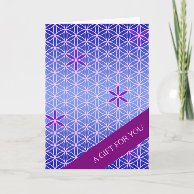 Carte FLEURS DE VIE - motif rose violet (Devant)