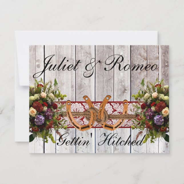 Carte Fleurs, Dentelles et fer à cheval, Mariage de ruba (Devant)