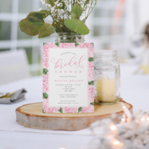 Carte Fleurs d'hortensia rose pour petite douche de mari