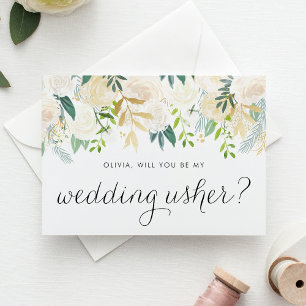 Carte Fleurs D'Ivoire Douce Serez-Vous Mon Usher Mariage