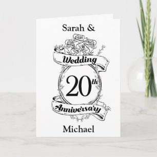 Carte Fleurs du 20e anniversaire du Mariage