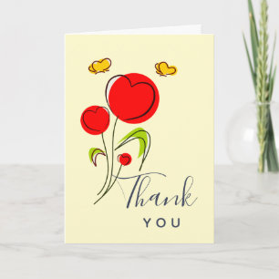 Carte Fleurs du Coeur Rouge mignonnes Merci d'illustrati