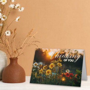 Carte Fleurs durant l'heure dorée en pensant à toi