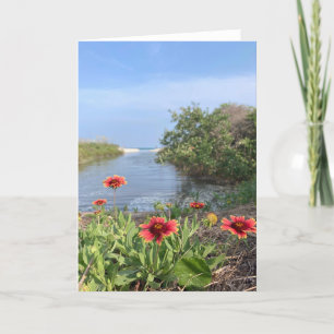 Carte fleurs en bord de mer (vierge à l'intérieur)
