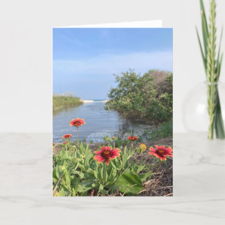 Carte fleurs en bord de mer (vierge à l'intérieur)