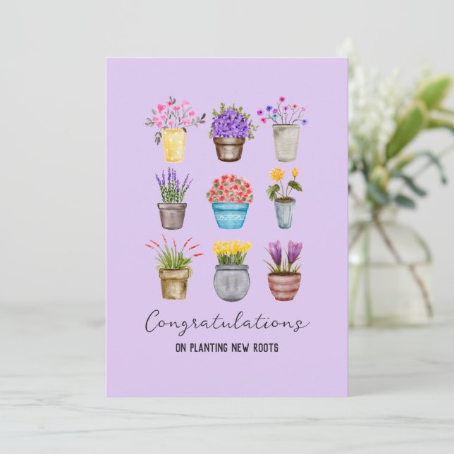 Carte Fleurs en pointillés Whimsical Félicitations Nouve (Debout devant)