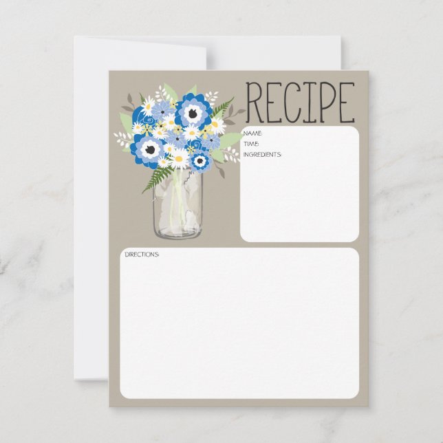 Carte Fleurs en pot Mason, Fiche de recette (Devant)