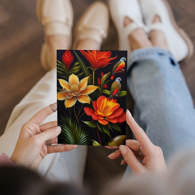 Carte Fleurs et oiseaux tropicaux | Moderne Haeckel (Créateur téléchargé)