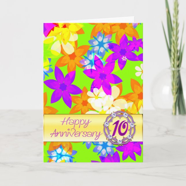 Carte Fleurs fabuleuses 10e anniversaire de mariage pour (Devant)