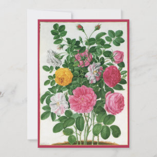 Carte Fleurs fleuries vintage, roses de jardin de printe