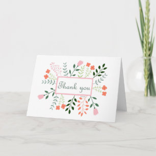 Carte Fleurs florales mignonnes Jardin Merci doux et cha