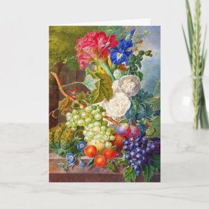 Carte Fleurs, Fruit Still Life Aquarelle par Jan van Os