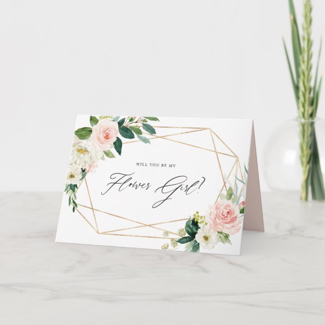 Carte Fleurs Géométriques de Printemps Seras-Tu Ma Demoi (Devant)