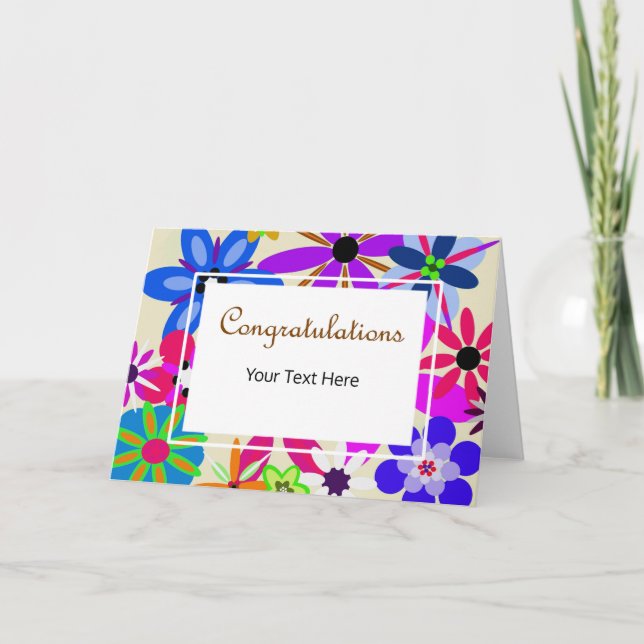 Carte Fleurs géométriques Félicitations (Devant)