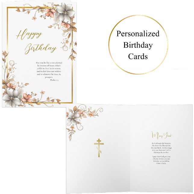 Carte Fleurs gris argenté Dusty Saumon Anniversaire (Créateur téléchargé)