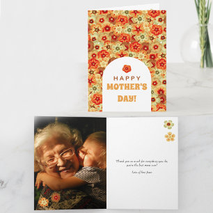 Carte Fleurs hippies super Retro Photo Fête des mères