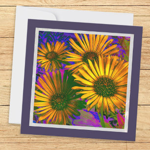 Carte Fleurs Jaunes Élégant Art Floral Blanc Joli