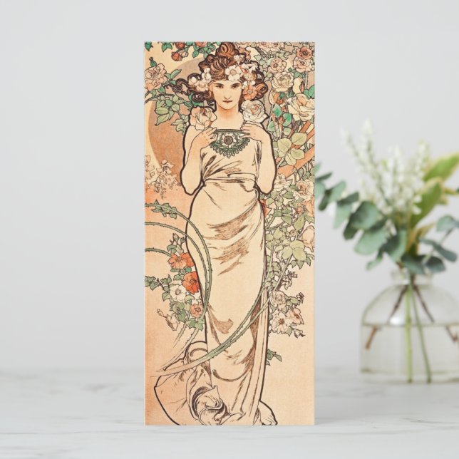 Carte Fleurs - le Rose d'Alphonse Mucha (Debout devant)