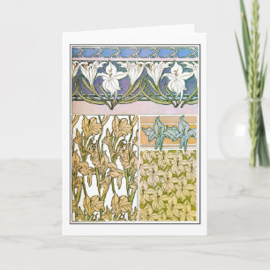 Carte Fleurs Lily de style Art Nouveau, Mucha