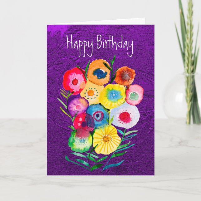 Carte Fleurs lolles florales d'aquarelle (Devant)