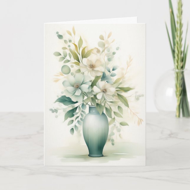 Carte Fleurs magnifiques dans un vase Bonjour salutation (Devant)