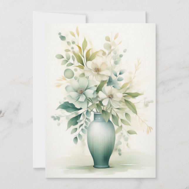 Carte Fleurs magnifiques dans un vase Hello plat (Devant)