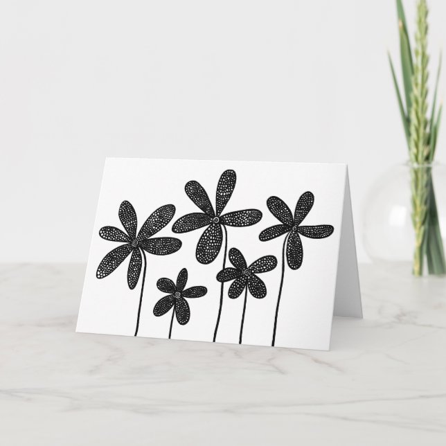 Carte Fleurs - Noir et Blanc (Devant)