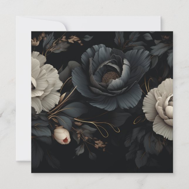 Carte Fleurs noires et blanches (Devant)