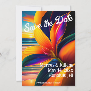 Carte Fleurs paradisiaques tropicales Sauvez la date