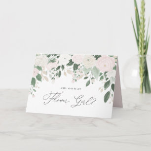 Carte Fleurs Pastel Paillettes Seras-Tu Ma Demoiselle D'