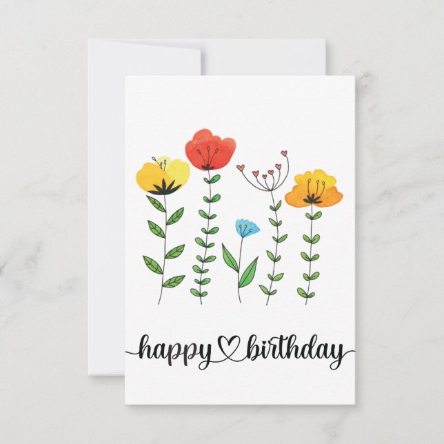 Carte Fleurs pour l'anniversaire Joyeux Anniversaire (Devant)