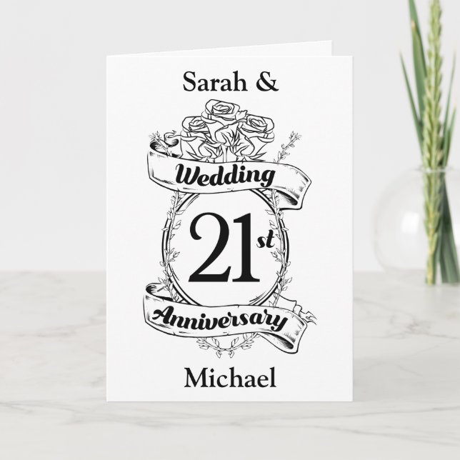 Carte Fleurs pour les 21 ans de mariage (Devant)
