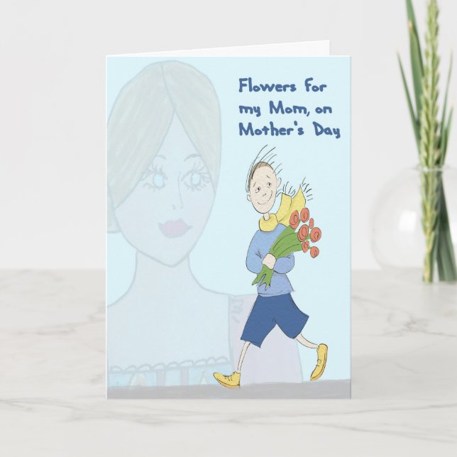 Carte Fleurs pour maman le jour de la Mère du Fils (Devant)