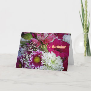 Carte fleurs pourpres et blanches