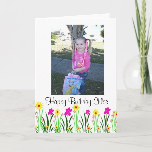 Carte Fleurs printanières lumineuses personnalisé Chloe  (Devant)