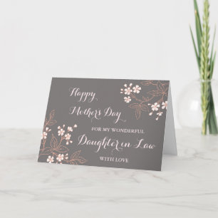 Carte Fleurs rose gris Fille dans la loi Bonne Mère de M