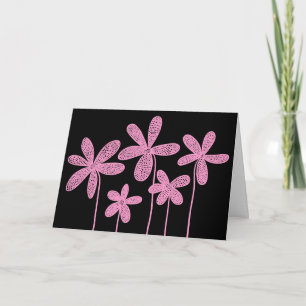 Carte Fleurs - Rose sur Noir
