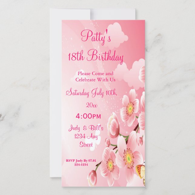 Carte Fleurs roses (Devant)