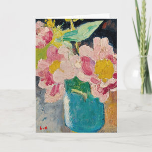Carte Fleurs roses dans un vase bleu   Louis Valtat