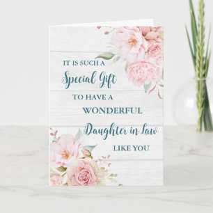 Carte Fleurs roses Fille en droit Bonne fête des mères
